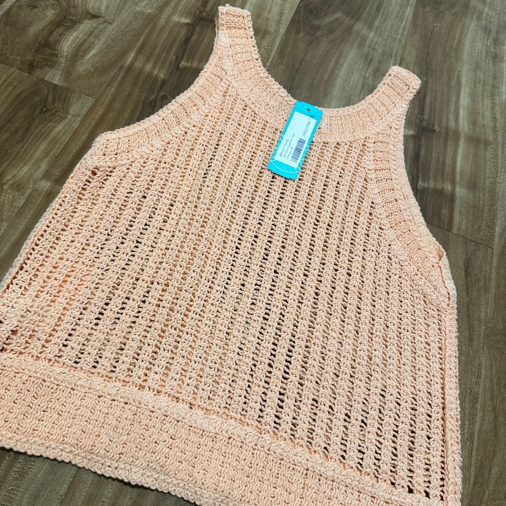 Brand new Bishop + Young cropped mesh tank - peach/coral